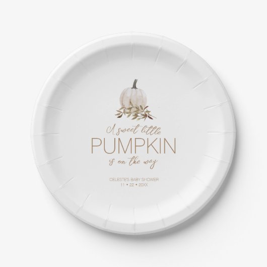 White Rustic Boho Pumpkin Baby Dusche Pappteller (Vorderseite)