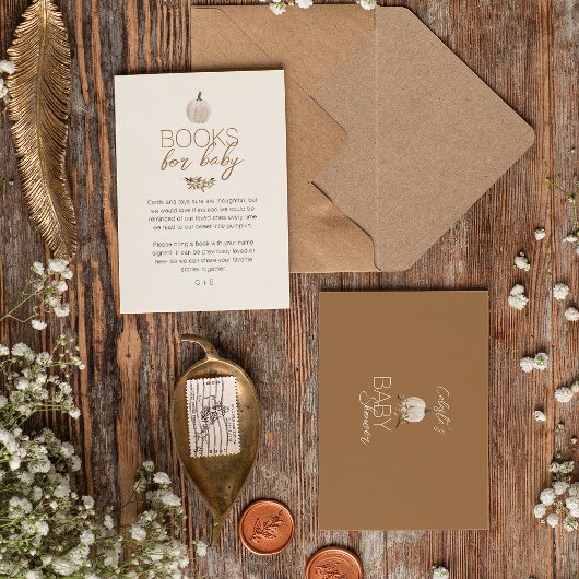 White Rustic Boho Pumpkin Baby Showbuchanfrage Begleitkarte