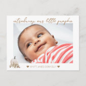 White Rustic Boho Pumpkin Foto Geburtsankündigung Ankündigungspostkarte (Vorderseite)