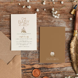 White Rustic Boho Pumpkin Oh Baby Boy Dusche Einladung