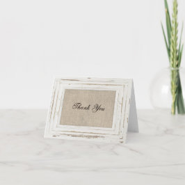 White Rustic Frame & Burlap Dankeschön Karte