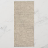 White Rustic Frame Burlap Wedding Menü Menükarte (Rückseite)