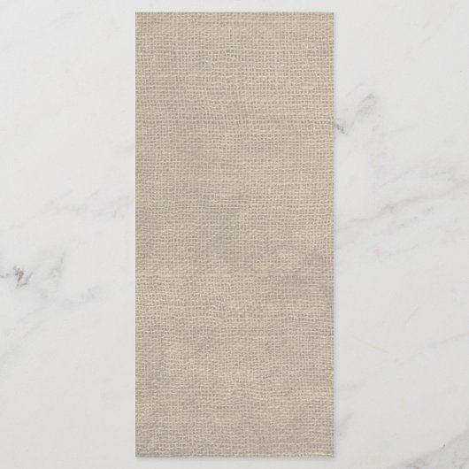 White Rustic Frame Burlap Wedding Menü Menükarte (Rückseite)