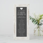 White Rustic Frame Chalk Hochzeitsprogramm Programm (Stehend Vorderseite)