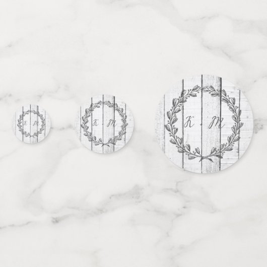 White Rustic Monogram Wedding Confetti Konfetti (Vorderseiten)