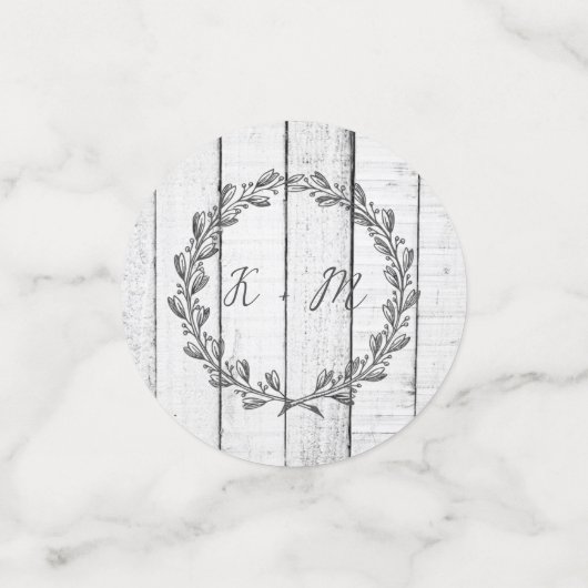 White Rustic Monogram Wedding Confetti Konfetti (Klein Vorderseite)