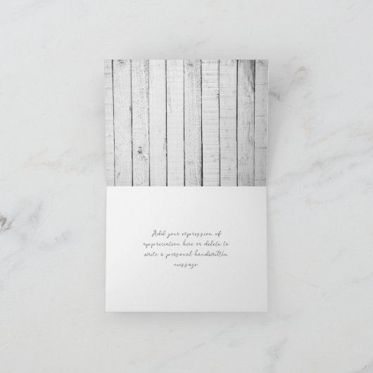 White Rustic Monogram Wedding Danke (Innenseite)