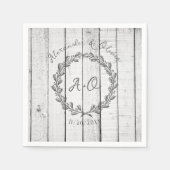 White Rustic Monogram Wedding Napkins Serviette (Vorderseite)