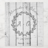 White Rustic Monogram Wedding Wine Label Weinetikett (Einzelnes Label)