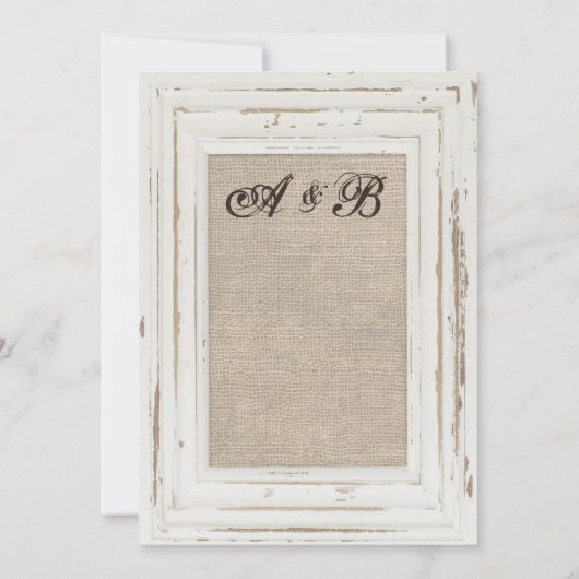 White Rustic Rahmen & Burlap Wedding Einladung (Rückseite)