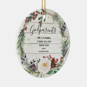 White Rustic Winter Flowers Godeltern Christmas Keramik Ornament (Rechts)