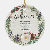 White Rustic Winter Flowers Godeltern Christmas Keramik Ornament (Vorne)