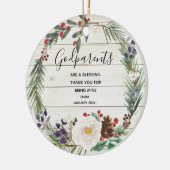 White Rustic Winter Flowers Godeltern Christmas Keramik Ornament (Links)