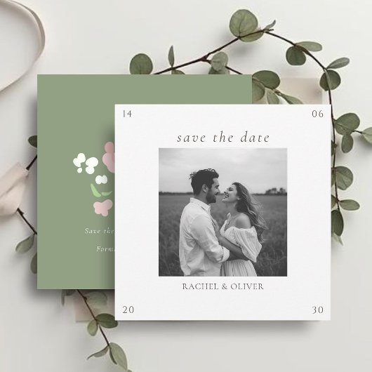 White & Sage | Chic Floral Wedding  Save The Date