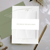 White Sage Green Moderne Kalligrafie Hochzeit Einladungsbanderole