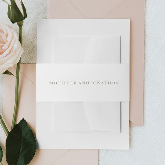 White Sage Green Moderne Kalligrafie Hochzeit Einladungsbanderole