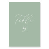 White & Sage Green Wedding Tischnummer Card (Rückseite)