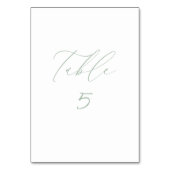 White & Sage Green Wedding Tischnummer Card (Rückseite)