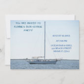 White Sailboat & Ocean Retirement Boot Einladung (Vorderseite)