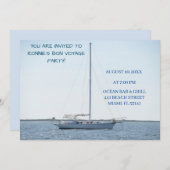 White Sailboat & Ocean Retirement Boot Einladung (Vorne/Hinten)