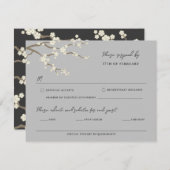 White Sakura Cherry Blossom Wedding RSVP Card (Vorne/Hinten)