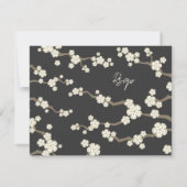 White Sakura Cherry Blossom Wedding RSVP Card Karte (Rückseite)
