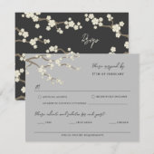 White Sakura Cherry Blossom Wedding RSVP Card Karte (Vorne/Hinten)