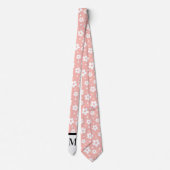 White & Salmon Daisies Monogramed Necktie Krawatte (Rückseite)