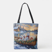 White Samoyed Christmas Boat Holiday Tasche (Rückseite)