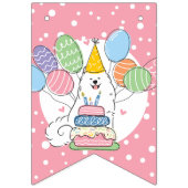 White Samoyed Happy Birthday Party Jagd Fahnen Wimpelkette (Erste Fahne)