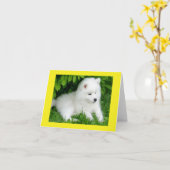 White Samoyed Puppy Blank Note Card Karte (Gelbe Blume)