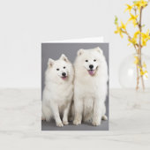 White Samoyed Puppy Dog - Hallo, denken Sie an Sie Karte (Gelbe Blume)