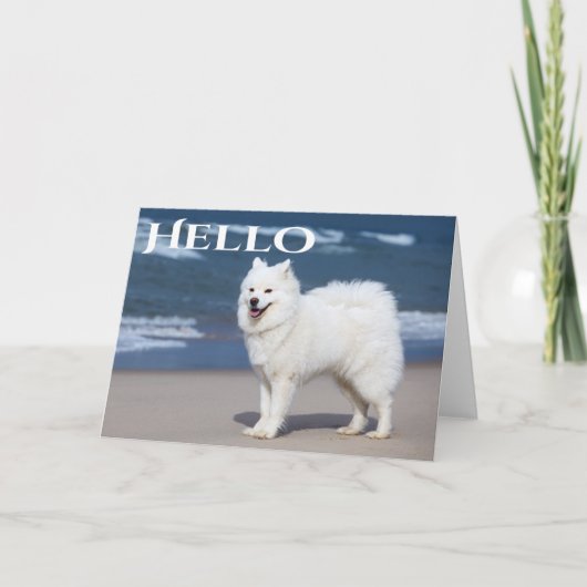 White Samoyed Puppy Dog - Hallo, denken Sie an Sie Karte (Vorderseite)