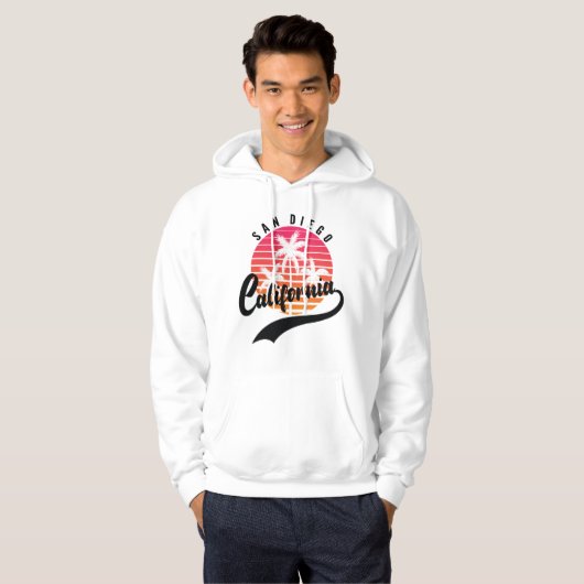 White San Diego Angeles Retro Sunset Hoodie (Vorne ganz)