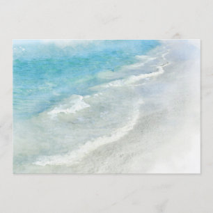 White Sand Beach Wasserfarbe - Aquamarines Aqua Tü Einladung