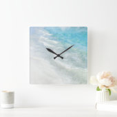 White Sand Beach Wasserfarbe - Aquamarines Aqua Tü Quadratische Wanduhr (Zuhause)