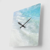 White Sand Beach Wasserfarbe - Aquamarines Aqua Tü Quadratische Wanduhr (Winkel)