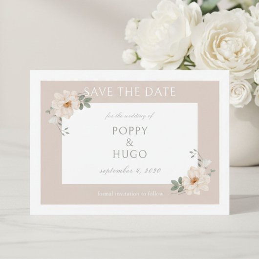 White & Sand | Chic Florale Hochzeit Save the Date