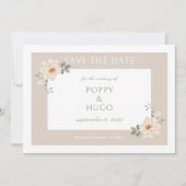White & Sand | Chic Florale Hochzeit Save the Date (Vorderseite)