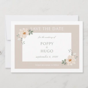 White & Sand   Chic Florale Hochzeit Save the Date