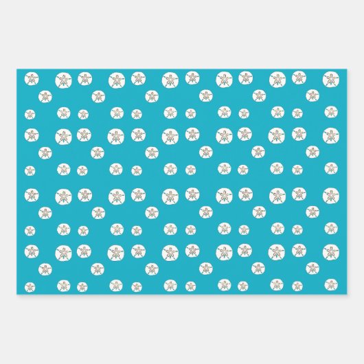 White Sand Dollars Blue Geschenkpapier Set (Vorderseite 3)