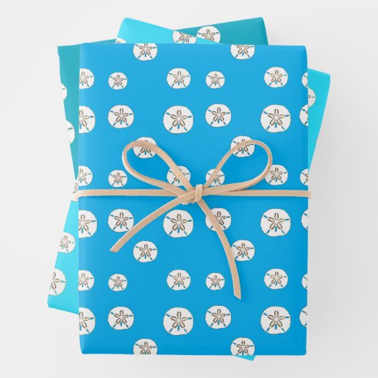 White Sand Dollars Blue Geschenkpapier Set (Beispiel)