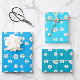 White Sand Dollars Blue Geschenkpapier Set