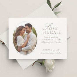 White & Sand | Flache Foto-Hochzeitseinladung  Save The Date