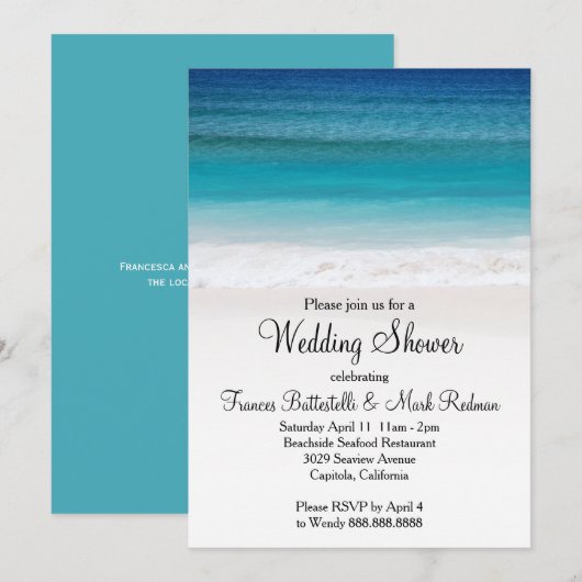 White Sand Ocean Beach Wedding Dusche Einladung (Vorne/Hinten)