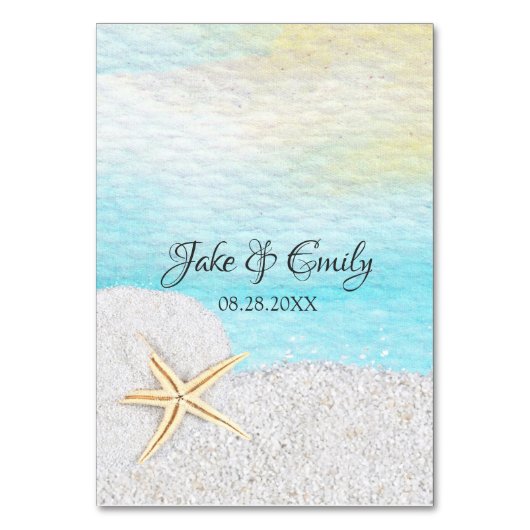 White Sand Tischnummer Card am Strand (Rückseite)