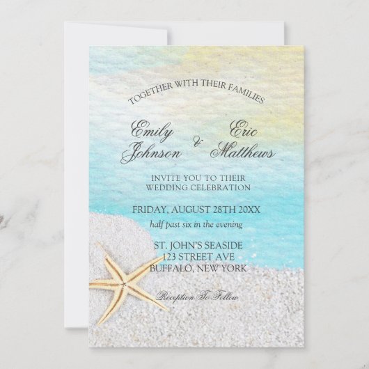 White Sand Wedge am Strand Einladung (Vorderseite)