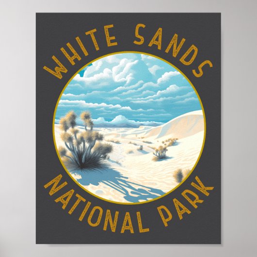 White Sands National Park Distressed Circle  Poster (Vorne)