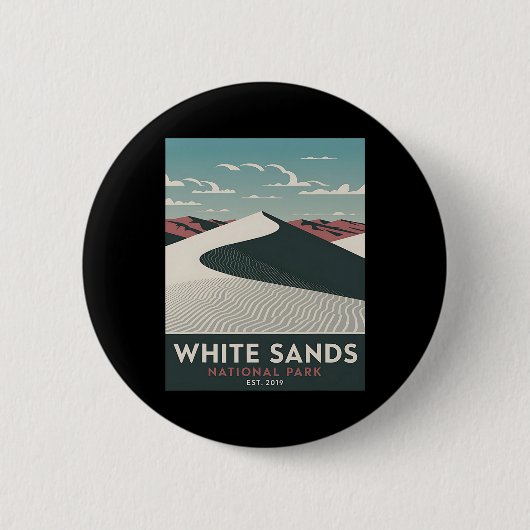 White Sands National Park Vintage Camping Wandern Button (Vorderseite)