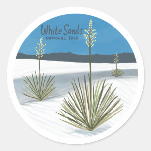 White Sands Nationalpark New Mexico Gipsuma Yucca Runder Aufkleber